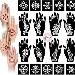 Apcute Temporary Mehndi Tattoo Mehandi Art Stickers Set of 18 pc Combo Pack Mehandi Stencils for Women, Girls and Kids, Easy to Use in Just 4 Steps-picture-19
