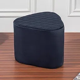 THE GOOD THINGS INC. Ottoman Stool For Living Room, Triangular Pouffe For Bedroom, Velvet Footrest (Black, Pack Of 1) image 1