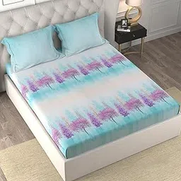 Cloth Fusion Glace Cotton Bed Sheet King Size Bed with 2 Pillow Covers, 150 TC Floral Bedsheet for Double Bed King Size (100X108 Inches, MysticLavender)-picture-47