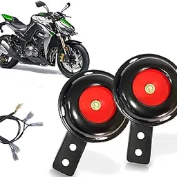 Auto Pearl 12V 110dB 3A Motorcycle Loud Tone Sound Loud Horn Fits Moped Scooter Electric Bike Black-Red with wiring compatible with Z1000 (Pack of 2)-picture-35