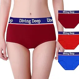 diving deep Deep Diving Underwear for Women, Cotton Briefs Panties for Women, Girls Stretchy Underpants, mid Waist Hipster Panties_3 Pack-picture-48