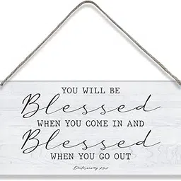 Bible Verse Home Wall Decor You Will be Blessed When You Come in Scripture Wooden Signs Rustic Hanging Wall Plaque Christian Sign-picture-37