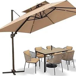 THESHELTERS - Premium Garden Umbrella 360 Degree Rotating Stylish and Durable Outdoor Garden Umbrella with Heavy-duty Cross Base- Patio and Lawn Umbrella, 2.5x2.5m Big Size Outdoor Umbrella with Stand-picture-12
