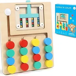 Trinkets & More Slide Puzzle Game Brain Teaser for Kids Ages 4-10 Boys Girls | Travel Games Road Trip Activities for Kids | Montessori Colour Matching Toys (4 Colour Sorter)-picture-34