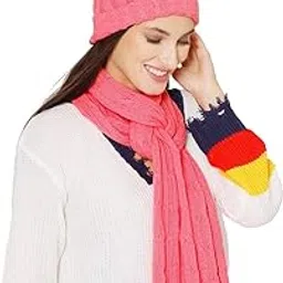 kindertales Pink Winter Pom-Pom Cap and Muffler Set for Women & Girls | Soft Acrylic Wool Blend Beanie & Scarf | Warm Knitted Winter Accessory Set | Elegant, Stretchable & Comfortable | Made in India-picture-23