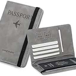 swimero Passport Holder Cover Travel Wallet Organiser, Passport Case with RFID Blocking, PU Leather Travel Document Holder for Men & Women Travel Accessories (Grey)-picture-22