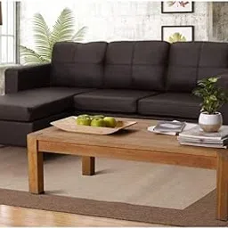 FURNY Davis 4-Seater L Shape Leatherette Sofa Set (Brown) (4_Str, Brown)-picture-38