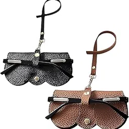 kruvad Foldable Leather Sunglasses Bag Case for Men & Women Soft Glasses Holder Snap Button Strap Travel Eyewear Organizer Pouch for Goggles Spectacles Sunglasses Bag Multicolor [16x12x1 CM ]-picture-33
