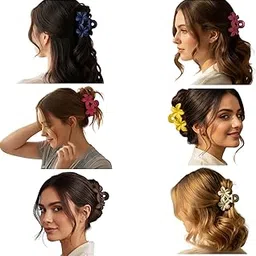 Trendy Hair Accessories & Hair Clips for Women Girls | Claw Clips, Banana Clips Crown Pins & Clutchers | Kids Gifts, Stylish Jewellery, Festive Wedding, Korean & Pearl Hair Accessories (Matte Double Flower 2)-image-66