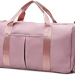 Travel Duffed Tote Bag, Waterproof Shoulder Weekender Bag for Women and Men Swim Sports Travel Gym Bag，Fold-able and Expandable Bag Lightweight and Easy Carry on, G-Pink-image-38