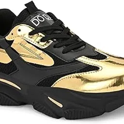 doda Women’s Lace-Up Gold Sneakers | Comfortable Everyday Walking Shoes | Stylish Look for Women-picture-32