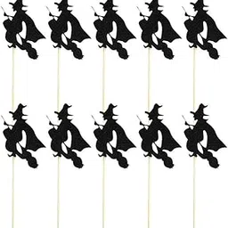 Festiko 10 Pieces Witch Cupcake Toppers Dessert Fruit Muffin Cake Picks Halloween Party Birthday Cupcake Decorations-picture-41