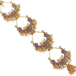 Seyon Marron Stones Ring Design 4Layer Medium Size Jada billai For Hair-picture-40