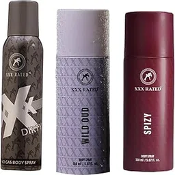 XXX Rated Wild Oud, Spizy & Dirty No Gas Body Spray Combo | Exotic, Spicy & Intense Fragrance | 150+150+120 Ml-image-31