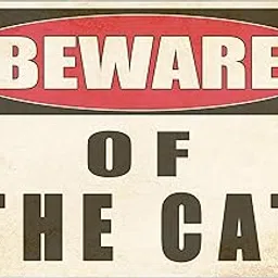 Rogue River Tactical Funny Sarcastic Metal Tin Sign Wall Decor Man Cave Bar Yard Wall Warning Beware of Cat-picture-13