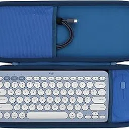 Lebakort Hard Carry Case Compatible with Logitech Pebble Keys 2 Combo K380s K380 Wireless Keyboard + M350 Pebble Mouse Combo (Blue Case)-picture-38