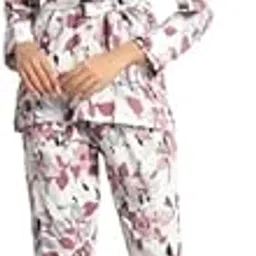 Floral Rayon Fluffy Night Suit for Women – Soft & Comfortable Pajama Set | Stylish Sleepwear Loungewear Set for Women-image-6