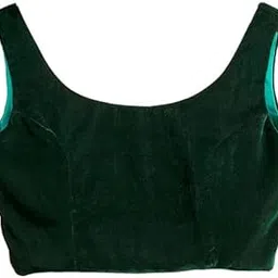 fab curate with tagline curate your own fabric Fabcurate Solid Green Velvet Blouse for Women - Sleeveless, Round Neck, Back Hook Closure | Plain Velvet, Polyester Fabric-picture-27