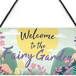 Welcome to The Fairy Garden Hanging Wood Signs Plaque for Garden Shed Summerhouse Sign Gifts 12x6inches(hjd107)-image-67