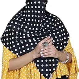 Women Girls Grey Black Polka Dot Printed Scarf Mask-image-24