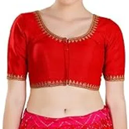 vamas Women's Silk Padded Self Design Half Sleeve Readymade Saree Blouse (KP-272.ELB)-picture-13
