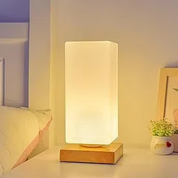 Ekhasa Wooden Dimmable Bedside Lamp | Table Lamps for Home Decoration with Diffused Glass Shade | Side Table Lamp for Living Room | Bed Side Lamp for Bedroom | Aesthetic Night Bed Lamps for Bedroom-picture-27