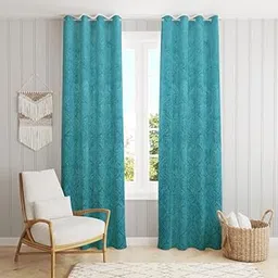 Suede Velvet Embossed Room Darkening Window Curtain for Living Room, Bedroom, Hallway, 5 feet Long, Aqua Blue, Set of 1-picture-12