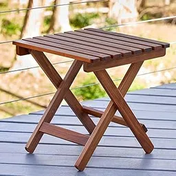 Handmade Wooden Outdoor and Indoor Square Brown Foldable Coffee Table, Side End Table for Garden, Living Room, Bedroom, Small Spaces Square-picture-32
