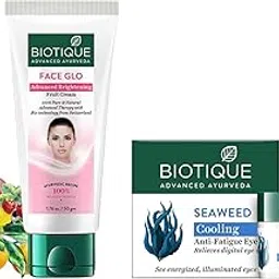 Biotique Bio Seaweed Revitalizing Anti Fatigue Eye Gel, 15G & Oily, Almond Bio White Advanced Fairness Treatment Cream, 50G, Count 2-image-5