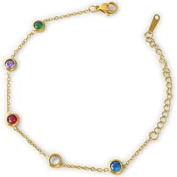 palmonas Multi Crystal Charm Bracelet for Women - Gift for Girls & Women | Waterproof & Anti-Tarnish Bracelet-picture-34