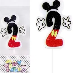 Mickey Theme Number Candle for Birthday Anniversary & Milestone Celebration (Pack of 1) (Number 2)-picture-12