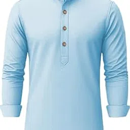 knowted Cotton Blend Solid Casual Slim Fit Mandarin/Chinese Collor Short Kurta for Men (KRTBTN39)-picture-30