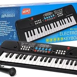 TOY BHARAT Portable Musical Keyboard with Microphone | 37 Keys, 8 Rhythms, 8 Tones with 6 In-Built Demos & Song Record Feature|Black Color, Dual Power Supply Source: Micro USB Cable (Included)-image-76