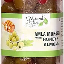 Natural Diet Organic Sweet Honey Amla Murabba Indian Gooseberry with Mother's Love - 900 Grams (Honey AMLA)-image-2