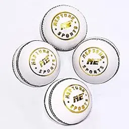 NE NEPTUNE Practice Cricket White Leather Ball, 2 Piece, (Pack of 4)-image-44