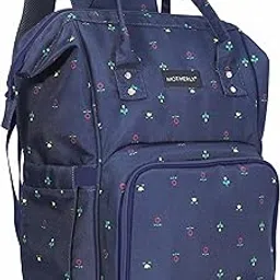 Motherly Elegant Diaper Bag for Mothers for Travel, Maternity Bag for Newborn Baby, Mothers Travelling Bag, Multipocket Baby Bag, Hospital Bag for Moms with Warranty (Blue Flower)-image-78