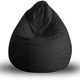 Style Homez Premium Leatherette Classic Bean Bag XL Size Black Color, Cover Only image 1