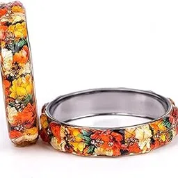 samya by samishtha Traditional Ethnic Bangles, Round Brass, Ethnic Stylish Fashion Jewellery with Ethnic Floral Motif Pattern, Bangles Set for Girls and Women Set of 02-picture-35