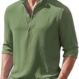 bellstone Men's Polycotton Solid Regular Kurta (KURTA1602_MAHENDI_L-picture-10