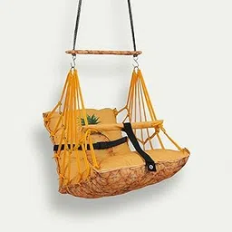 Cotton Baby Swing for Kids Children Folding and Washable, Child Gift Soft Jhula with Safety Belt Easy to Carry Safety Lock Cradle Chair, Jhula for Babies, Home Garden Hall, oonjel (Pineapple)-picture-21