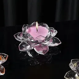 PROSPERRO LUMO Glass Lotus Candle (4.72 X 2 Inches) (Pink), Wax wt. : 55 gm, 4.72 X 2 Inches (PCL67)-picture-12