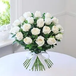 EG2i Royal 20 White Roses Fresh Flowers for Birthday Gift Wrapping Paper, Mother's Day Gift, Fresh Bouquet for Love, Valentine's Day Real Bunch For Women & Men (Pack 1) Same day Delivery-picture-30