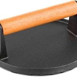 OLRADA Heavy Weight Iron Tikki,Sandwich, Patty Press | Kitchen Tool Burger Smasher Grill Press Iron Garlic Press Burger Press Meat Press with Wood Handle (Round)-picture-20