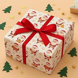 WYOG Combo of 30 (10 Sheets and 10 Name tags and 10 Ribbons) Red Santa Christmas Premium Design Gift Wrapping Paper for Him/Her, gift Packing Sheets Decorative Gift Wrap for Christmas, Birthday, Return Gifts, book Cover, Packaging material-picture-27