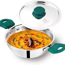 The Indus Valley Triply Stainless Steel Wok Kadai/Kadhai with Steel Lid | 18cm/7.1 inch, 1.3Ltr, 1kg | Induction Friendly | Nonstick 3-Layer Body, 100% Toxin-Free, No Chemical Coating-picture-24
