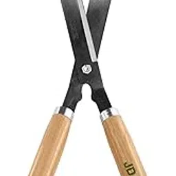 JD FRESH Plant Cutter for Garden Hedge Pruning Shears/10 Inch Premium Carbon Steel Gardening Scissors/Anti Rust/160° Angled Blade/Wooden Handle/for Hedge Cutting/Bush & Shrub Branch Trimming/Shaping image 1