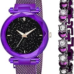 Metal Strap Analog Watch and Bracelet Combo for Girls(SR-535) AT-5351(Pack of-2)-picture-33
