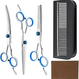 6 Pcs Dog Grooming Kit, Dog Hair Cutting Scissors, Scissors Specially With Pet Hair Long and Short Trim Styling Trim (Blue)-picture-46