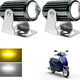 Miwings LED Motorcycle Driving Spot Lights 20W 6000K + 3800K Dual Light Color Off Road Light LED Fog Light (Pack of 2) For Suzuki Access 125 . image 1