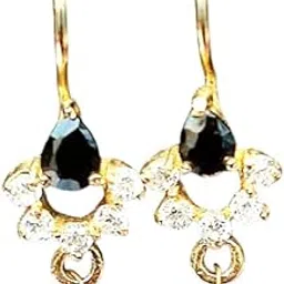 Bugadi Gold Plated Copper Base Black AD Stone Dangle Earrings for Women, 10 cm-picture-43